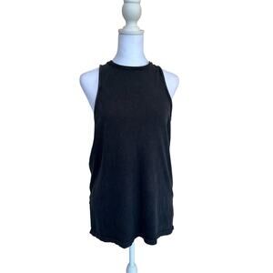 Free People We The Free Black Brisbane Tank Top Racer-Back High-Neck Burnout S